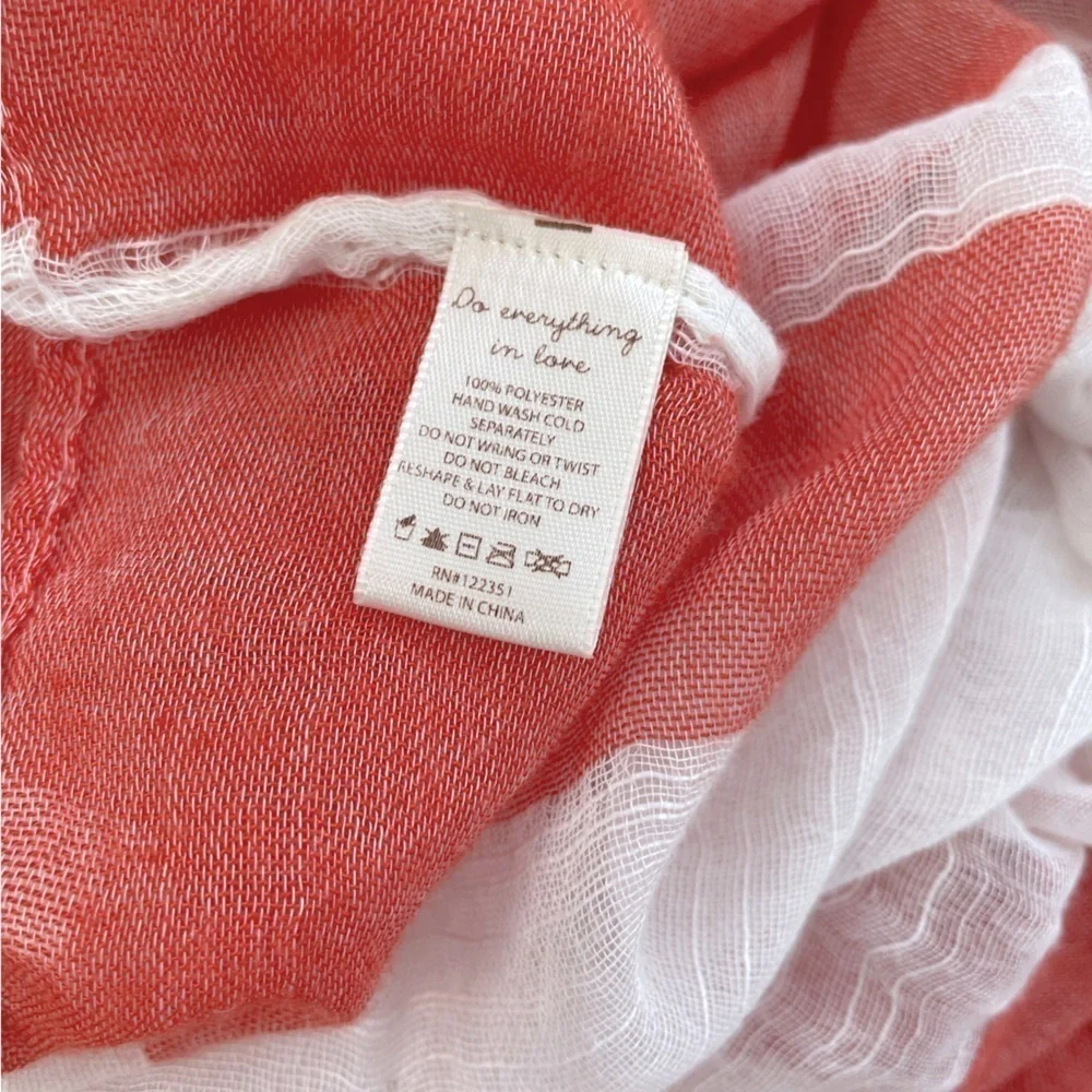 Do Everything in Love Lightweight Orange Coral White Infinity Scarf ONE SIZE